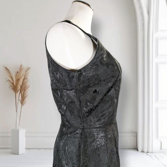 Vintage 60s Jacquard Cocktail Formal Maxi Dress Size 6 Black Fitted Bombshell - Picture 9 of 15